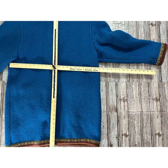 Giesswein Boiled wool long coat color blue size 38 EU / 6 US Vtg made Austria - Picture 6 of 7